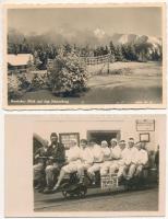 AUSZTRIA - 2 db RÉGI képeslap, közte 1 fotó: Dürnberg bányavasút, Schneeberg Raxbahn / AUSTRIA - 2 pre-1945 postcards, with 1 photo: mine railway, mountain in winter
