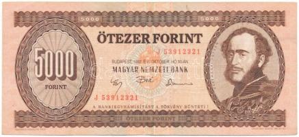 1992. 5000Ft "J 53912321" T:F, szép papír Adamo F49