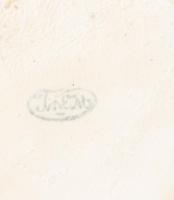 Gzhel női figurás váza, jelzett, hibátlan, m: 19,5 cm