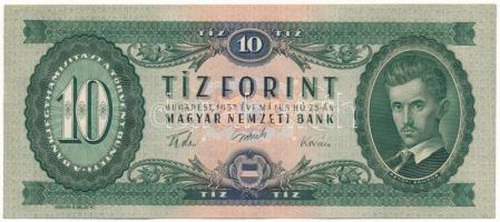 1957. 10Ft "A 582 066026" T:AU, hullámos papír Adamo F4