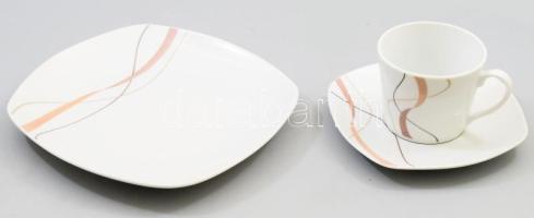 Ritzenhoff "Caria" egyszemélyes reggeliző szett, csésze alátéttel és desszertes tányér, jelzett, hibátlan, d: 22 cm