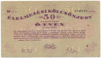 1945. Budapest 50P "Élelmezési Kölcsönjegy", "D 048050" T:F, tűzőgéplyukak
Adam...