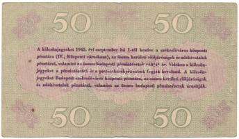 1945. Budapest 50P "Élelmezési Kölcsönjegy", "D 048050" T:F, tűzőgéplyukak
Adam...