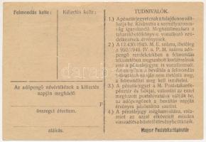 1946. 100.000AP nem kamatozó Pénztárjegy "B * 031409", "Másra át nem ruházható" ...