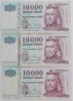 2007. 10.000Ft (2x) "AB" "AC" + 2008 10.000Ft "AA" T:F