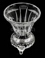 Ólomkristály váza, 3 lábon, hibátlan, m: 14,5 cm