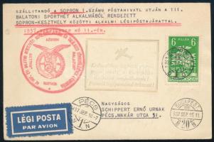 1937 Légi levelezőlap alkalmi bélyegzéssel