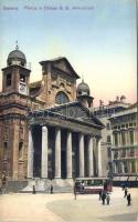 Genova, Piazza e Chiesa S. S. Annunziata / square and church, tram