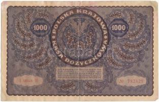 Lengyelország 1919. 1000M vízjeles papíron "E 782429" T:F erős papír
Poland 1919. 1000 Ma...