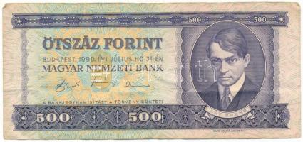1990. 500Ft "E 357 035864" nyomdai festékfoltok T:F Adamo F43