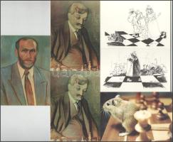6 db MODERN megíratlan sakk motívum képeslap / 6 modern unused chess motive postcards