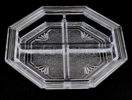 Art deco kagylómintás négyosztatú kínáló, minimális pattogzással, d: 26 cm