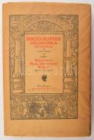 A magyar gazdasági irodalom első századainak könyvészete (1505-1805.) Bibliographia Litterarum Hungariae Oeconomicarum Tomus Primus. Összeáll.: Dóczy Jenő, Wellmann Imre, Bakács István. Bp., 1934, Kir. M. Mezőgazdasági Múzeum, (Kir. M. Egyetemi-ny.), 354 p.+8 t. Kiadói papírkötés, a borítószéleken kis szakadásokkal, foltos borítóval.
