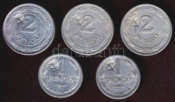 1941-44. 1P (2x) + 2P (3x) "sarló-kalapács" ellenjeggyel T:2,3