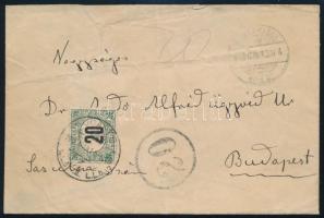 1910 Portós levél Ruttka-Kassa vasúti mozgóposta bélyegzéssel