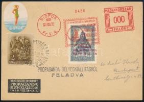 1938 Nemzetközi sporthét levelezőlap levélzáróval és alkalmi bélyegzéssekkel