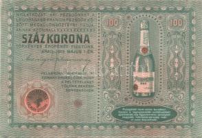 1913. 100K dekoratív bankjegyszerű pezsgőreklám imitációja T:I-