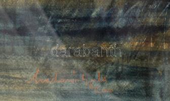 Madarász Gyula (1935-2012): Nádas a pusztán. Gouache, papír, jelzett, üvegezett fakeretben, 50x70 cm