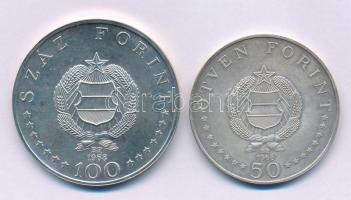 1968. 50Ft Ag + 100Ft Ag "Semmelweis pár" T:AU apró patina Adamo EM27; EM28