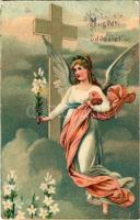 1932 Húsvéti üdvözlet / Easter greeting art postcard. litho (EK)