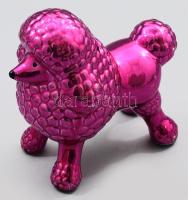 Pink pudli persely szobor, kis kopással, 14x13 cm