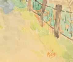 Kós jelzéssel (Kós Géza bajai festő?): Hazafelé. Akvarell, papír, üvegezett fakeretben, hátoldalán K...