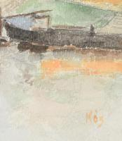 Kós jelzéssel (Kós Géza bajai festő?): Vízpart (Sugovica?). Akvarell, papír, üvegezett fakeretben, h...