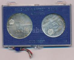 1974. 50Ft Ag + 100Ft Ag "Magyar Nemzeti Bank" pár eredeti, plombált, "Magyar Nemzeti Bank" plasztiktokban T:BU patina Adamo EM44, EM45