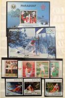 Olimpia gyűjteménymaradvány, szép, főleg tengerentúli anyag, teljes sorok és blokkok 3 db A/4 berakó...