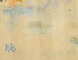 Kós jelzéssel (Kós Géza bajai festő?): Virágzó kert. Akvarell, papír, üvegezett kopott fakeretben, h...