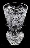 Ólomkristály váza, nagyobb méret, gazdagon díszített, hibátlan, m: 30 cm