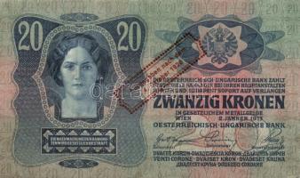 1913. 20K (2x) piros "Ausgegeben nach dem 4. Oktober 1920" bélyegzővel T:II/III,III