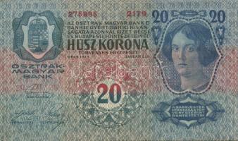 1913. 20K (2x) piros "Ausgegeben nach dem 4. Oktober 1920" bélyegzővel T:II/III,III