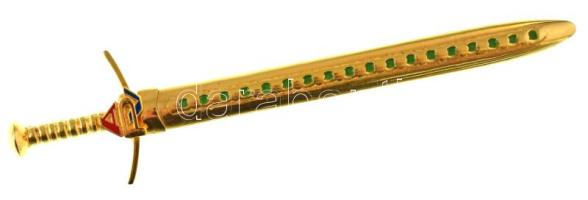 DN "ÁPV (Állami Pénzverő)" jelzésű aranyozott levélbontó kés (penge hossza: 93mm, markolattól a hüvely végéig 134mm)