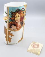 Hollóházi porcelán váza Faragó Miklós (1947- ) által tervezett "Le Quattro Staggioni" - Négy évszak mintával díszítve, jelzett, levonóképes, sorszámozott: 1999 darabból az 1299. számú. Jelzett, hibátlan, tanúsítvánnyal, m: 35 cm