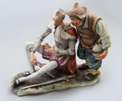 Poema Artistic Cluj Napoca (Kolozsvár) Don Quijote de la Mancha és hű társa Sancho Panza, festett porcelán, jelzett, apró kopásnyomokkal, m: 23 cm