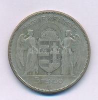 1930. 5P Ag "Horthy jobbra" T:F, patina Adamo P8
