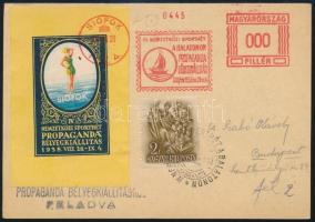 1938 Levelezőlap Nemzetközi Sporthét levélzáróval, alkalmi bélyegzéssel