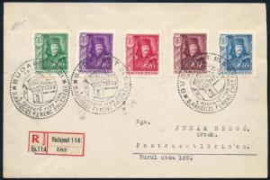 1935 Ajánlott levél Rákóczi sorral, első napi bélyegzéssel, a 40f bélyeg apró lemezhibával