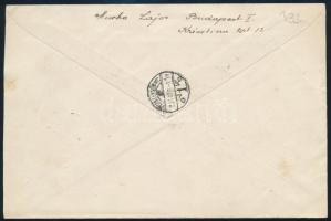 1935 Ajánlott levél Rákóczi sorral, első napi bélyegzéssel, a 40f bélyeg apró lemezhibával