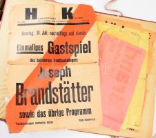 ca 1870-1900 5 db német nyelvű táncműsor és színházid előadás plakátja, klf méretben, sérültek.