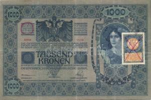 1902. 1000K (2x) az egyik szerb ellenbélyeggel és ellenbélyegzővel, a másik piros "Magyarország" körbélyegzővel T:II/III