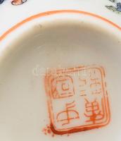 Kézzel festett kínai paradicsommadár mintás kávés készlet. Teljes, jelzett, hibátlan