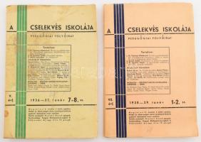 1936-1939 A Cselekvés Iskolája pedagógiai folyóirat 2 db száma: V. évf. 7-8. sz. + VII. évf. 1-2. sz. Szerk.: Kratofil Dezső. Kiadói papírkötés, az egyik koszos borítóval.
