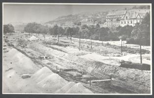 ca 1960 Villamos és HÉV vágányok építése a József körúton, a Frankel Leó úton, Az Áprád fejedelem út...