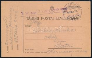 1917 Tábori posta levelezőlap "M. kir. pápai 7. honvéd huszár ezred" + "TP 635 b"