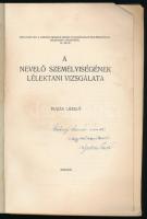 Buzás László: A nevelő személyiségének lélektani vizsgálata. Közlemények a Szegedi Ferencz József-Tu...