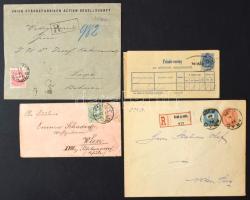 102 db krajcáros küldemény jobbakkal, közte ajánlott, díjjegyes, címszalag, feladóvevény stb.