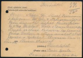 1936 Portós levelezőlap "FONYÓD-KAPOSVÁR 66" mozgóposta bélyegzéssel