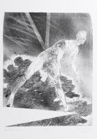 Eszik Alajos (1953-): Nyáréji séta, 2002. Litográfia, papír. Jelzett. Számozott (5/13). 38×31 cm.